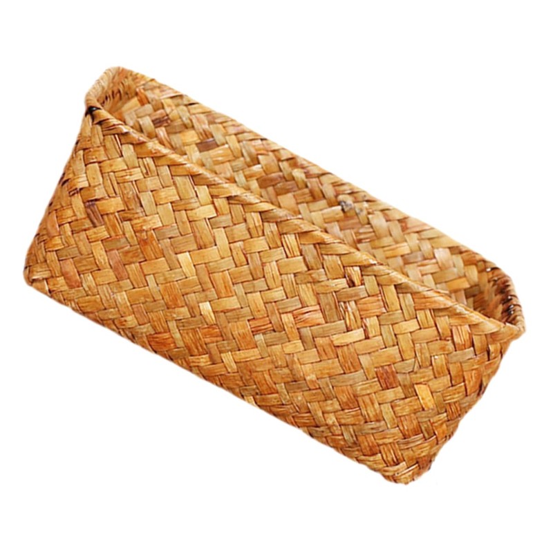 Sosoport Hand Woven Seagrass Storage Basket Desktop Sundry Organizer for