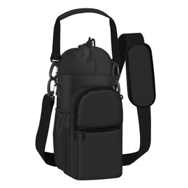 Turmaster Water Bottle Holder with Strap, Insulated Bottle Bag with 2 Front and 2 Side Pockets, Water Bottle Bag for Sports, Hiking, Camping