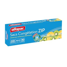 Alfapac 3232764050206 Alfapac-30 Medium Reinforced Zip Freezer Bags, Transparent, 25 x 32 cm