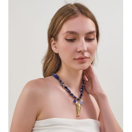 CLASSYZINT Fish Necklace for Women Sea Shell Necklace Fish Pendant Necklace Scarf Necklace with Ocean Charms