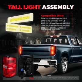 SHINEHOME Tail Light Assembly Compatible with 2014 2015 2016-2019 Chevy Silverado 1500 2500HD 3500HD GMC Sierra 3500HD Left Driver Side Right Passenger Side Taillight Brake Lamp Bulb and Harness