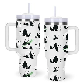 momocici 40oz Panda Tumbler with Handle Gifts for Women.Panda Lover Cups Tumbler Gifts for Women.40 oz Birthday Christmas Panda Cup Tumblers for panda lover.