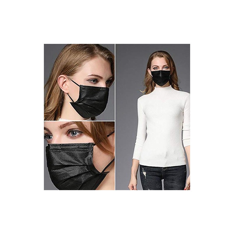 NNPCBT 100PCS 3 Ply Black Disposable Face Mask Filter Protection