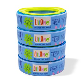 LillOne 4 Refills with Reusable Cassettes for Nappy Bins, compatible with Angelcare Foppapedretti & Litter Locker II - Nappy Disposal Systems
