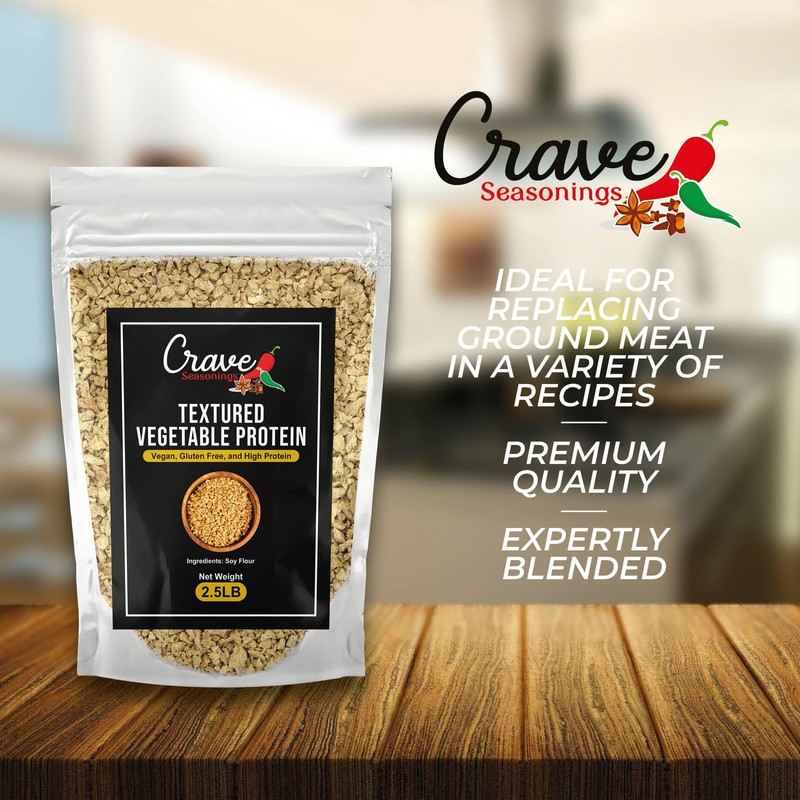 Crave Textured Vegetable Protein, 2.2LB Bag, Vegan, Gluten Free, High