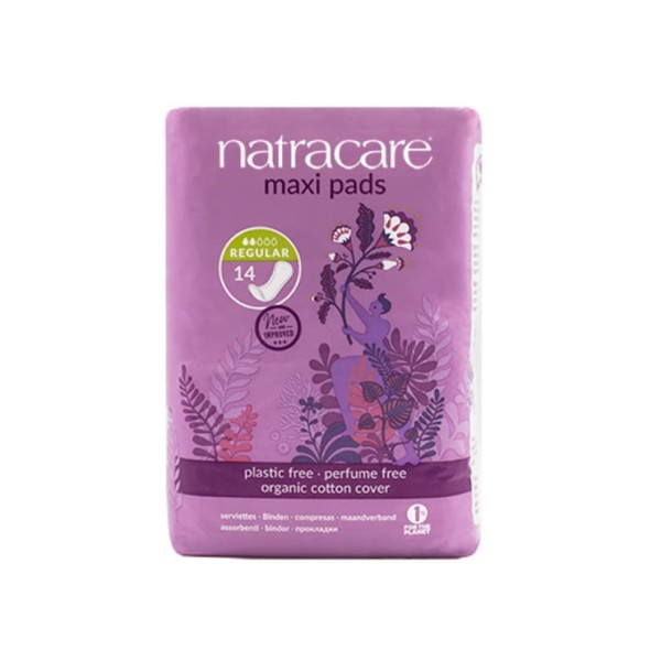 Natracare Regular Maxi Pads - Organic and Natural, Normal - 14 Count - Pack of 3