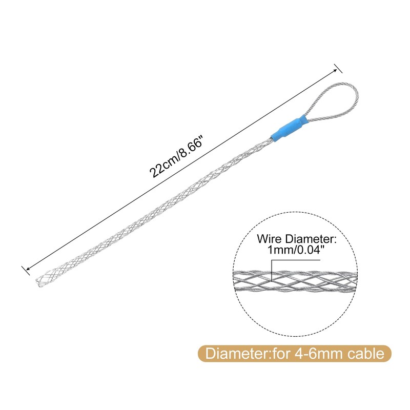sourcing map Cable Pulling Grip for 4-6mm Cable(Blue) 22cm,0.72FT Wire