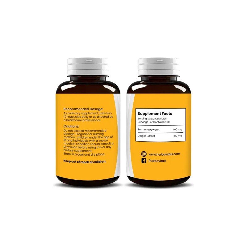 Herbavitals Cúrcuma Y Jengibre 120 Cápsulas 500mg Suplemento