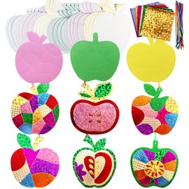 MLOLM 24 Sets Back to School Crafts DIY Foam Apple Foil Fun Arts Crafts Kit for First Day of School Gift Supplies Fall Harvest Decorations Fun Home Actives