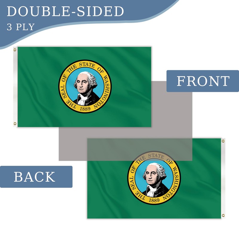 Washington Flag 2x3Ft Double Sided Heavy Duty 3 Ply Durable