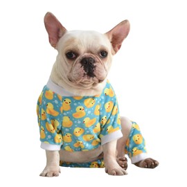 CuteBone Dog Pajamas Yellow Ducks Dog Apparel Dog Jumpsuit Pet Clothes Pajamas Coat