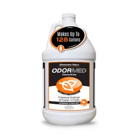 ODORMED Odor Eliminator Concentrate – Pet Odor Eliminator for Strong Odor on Floors, Walls, Cages & More – All-Purpose Carpet Deodorizer w/Safe, Non-Enzymatic Formula (1 Gal, Caribbean Citrus Mist)
