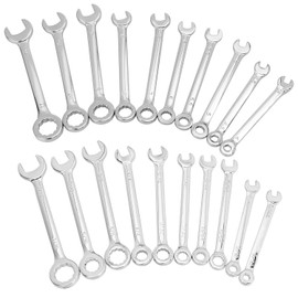 Gasea 20 Piece Mini Ignition Wrench Set, Combination Wrench Set, Metric and SEA Open End and Box End Spanner Carbon Steel Spanner for Assembling Furniture Small Equipment 4-11mm & 5/32"-7/16"