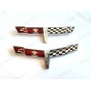 AUTO 2PC Chrome FRONT NOSE Rear Gas Lid Crossed Flag