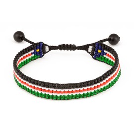 South Sudan Flag Bracelet: Handmade Bracelet,Adjustable Beaded Boho-Style Rope Bangle with Patriotic Design