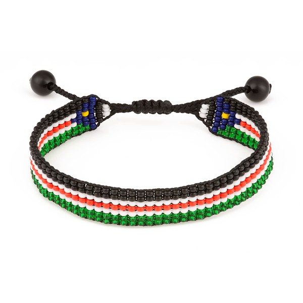 South Sudan Flag Bracelet: Handmade Bracelet,Adjustable Beaded Boho-Style Rope Bangle