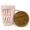 Rae Dunn PEEP'S SAKE Mug with wooden coaster lid -