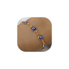LXSSLY Gold Evil Eye Bracelets for Women,Lucky Blue Eye Bracelet,14K Gold Plated Evil Eye Chain Bracelet for Women,Evil Eye Jewelry