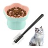Meirivrn Ceramic Elevated Slow Feeder Cat Bowl, Tilted Flower-Shaped Cat