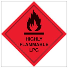 V Safety Highly Flammable LPG 200 x 200 mm - 2mm Rigid Plastic Safety Sign