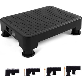 CHIKILLA Adjustable Step Stool for Adults Kids and Senior, Non-Slip Step Platform Indoor and Outdoor for Pregnant Woman, Portable Stair Assist for Kitchen Car Bedside and Shower, Black-Black, 3.4-5In