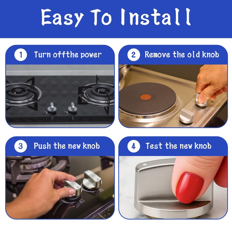 YREYBN 6 Pcs Gas Stove Knob, Cookers Knobs Replacement, Universal