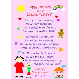 from The Kids Poem Verse Birthday Card (Special Mummy, from Son)