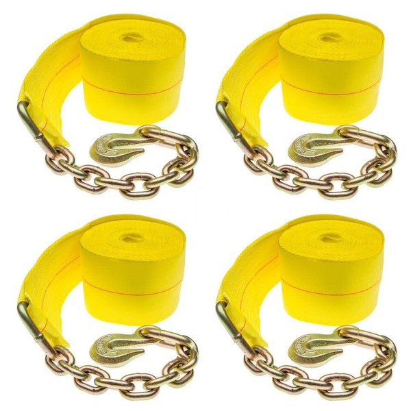 4" x 30' Heavy-Duty Winch Strap with Chain Anchor -