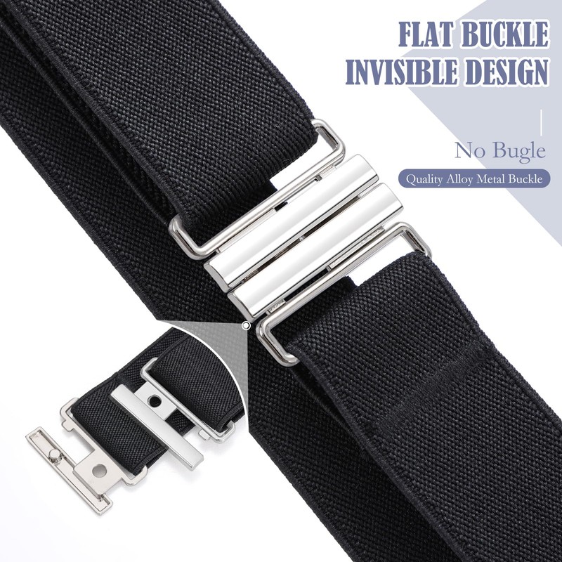 WHIPPY No Show Flat Buckle Stretchy Braided Belt for Men