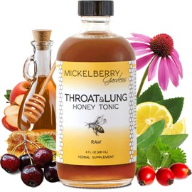 Mickelberry Gardens Throat & Lung Honey Tonic: Wellness Syrup, Natural Sore Throat Relief, Immune Support & Cough Suppressant for Adults & Kids (8 oz) | Mickelberry Gardens
