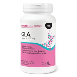 Lorna Vanderhaeghe Smart Solutions GLA Borage Oil 1,000 mg, Reduces Redness, Skin Inflammation, and Improves Eczema and Acne, 90 Softgels