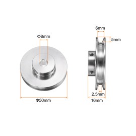 QUARKZMAN V-Type Pulley 8 mm Bore 50 mm External Diameter Single Groove Aluminium Alloy for 3-5 mm PU Round Belt Motor Shaft Drill