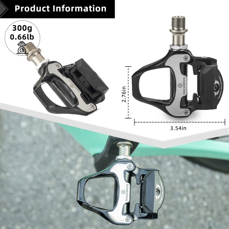 ROCKBROS Road Bike Pedals Alloy Clipless Bicycle Pedals with Cleats