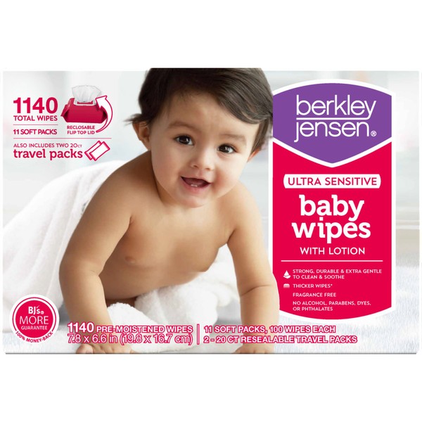 Berkley Jensen Ultra Sensitive Baby Wipes, 1,140 ct. (Pack of 2)