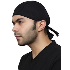 BISMAADH Breathable Dry Fit Skull Cap Moisture Wicking, Head Scarf, Headgear for Men - for Cycling, Helmet Liner, Motorcycle Black