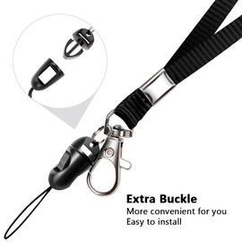 6 Pack Neck Lanyard with ID Badge Holder, Office Strap Lanyards, Stainless Metal Swivel Hook for Name Tag, Badge Holders, Keychains, Card, Black | UpUGo