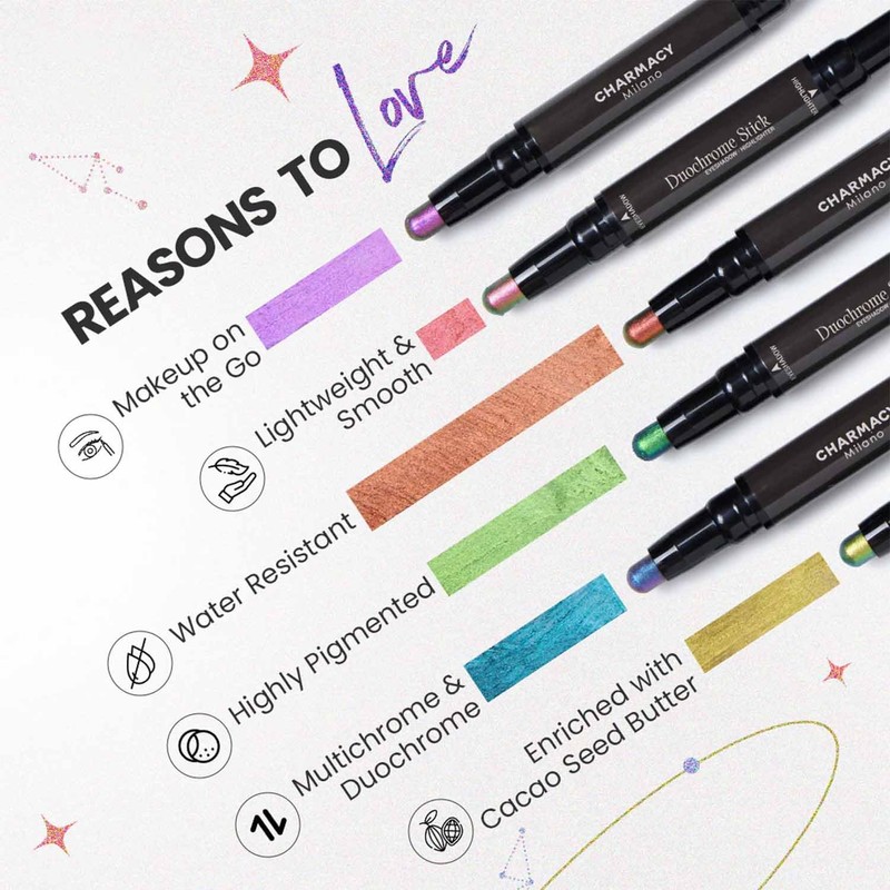 CHARMACY Multichrome 2 in 1 Cream Eyeshadow Stick, Waterproof Eye