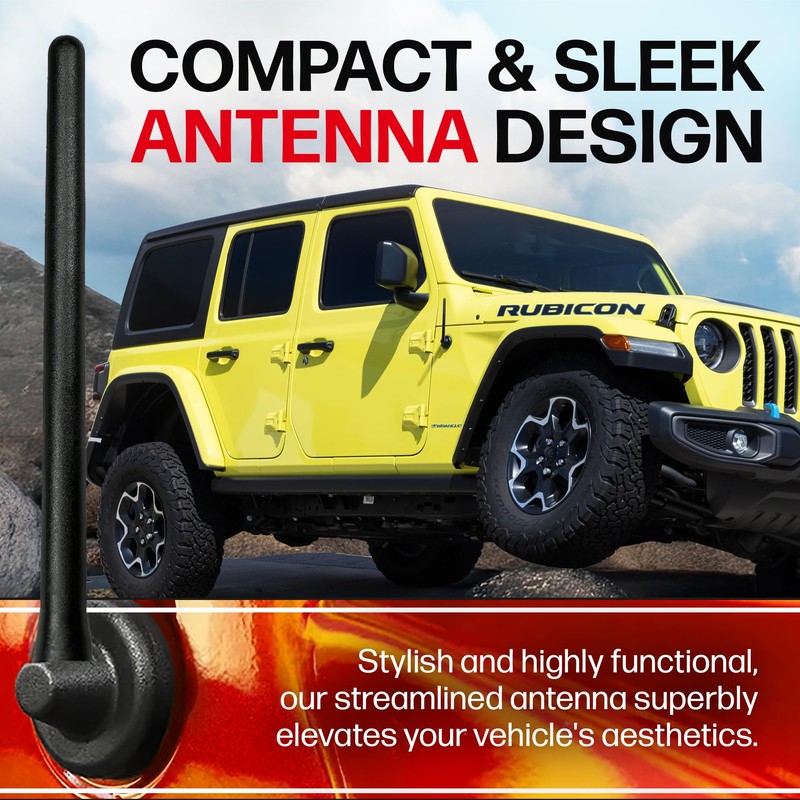 AntennaMastsRus Short Rubber Antenna for Jeep Wrangler JK/JL Gladiator (2007-2024),