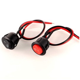 Gebildet 10pcs AC 6A/250V 10A/125V SPST 2 Pins 2 Position Car Boat Round Rocker Switch ON/OFF Toggle Switch with Pre-soldered Wires(Red+Black)