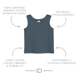 Colored Organics Infant Toddlers and Kids Organic Cotton Tank Top - Iris Pointelle Tank - Coconut Pointelle 12-18M