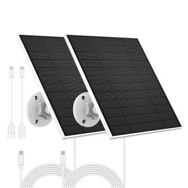 Solar Panel for Eufy Outdoor Camera, 5W Camera Solar Charger Compatible with Eufycam, Continuous Power Supply, Solar Panel with 9.8ft Charging Cable, IP65 Waterproof, 2 Pack