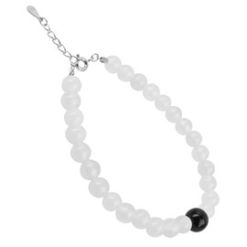 Hmzidz Couple Bracelets for Men and Women, Black/White Onyx Couples Bracelets, Natural Stone Bracelet with 925 Sterling Silver Clasp, Pearl Bracelet, Jewellery Gift for Him and Her, Onyx