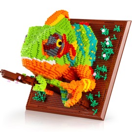 Vziimo 3D Wall Art Building Set for Adults, Animals Painting Chameleon Collectible Display Model Kit, Creator Gifts for Women, Teens, Boys Age 12+ (2688 Pieces)