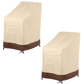 Vailge Stackable Patio Chair Cover,100% Waterproof Outdoor Chair Cover, Heavy Duty Lawn Patio Furniture Covers,Fits for 4-6 Stackable Dining Chairs,2 Pack-36 Lx28 Wx47 H,Beige&Brown