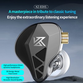 KZ EDXS in Ear Monitor Headphones Wired Earbuds, HiFi Deep Bass with 10mm Composite Diaphragm IEM Earbuds, High Res in-Ear Earphone Detachable Cable for Musicians, Singer, on Stage, Studio