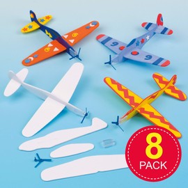 Baker Ross EV1813 Make Your Own Flying Gliders, Arts and Crafts for Kids to Colour in, Party Bag Fillers, Games and Prizes, Assorted, (Pack of 8)