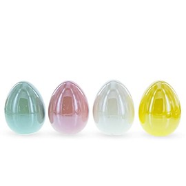 BestPysanky Set of 4 Multicolored Pearlized Ceramic Easter Eggs