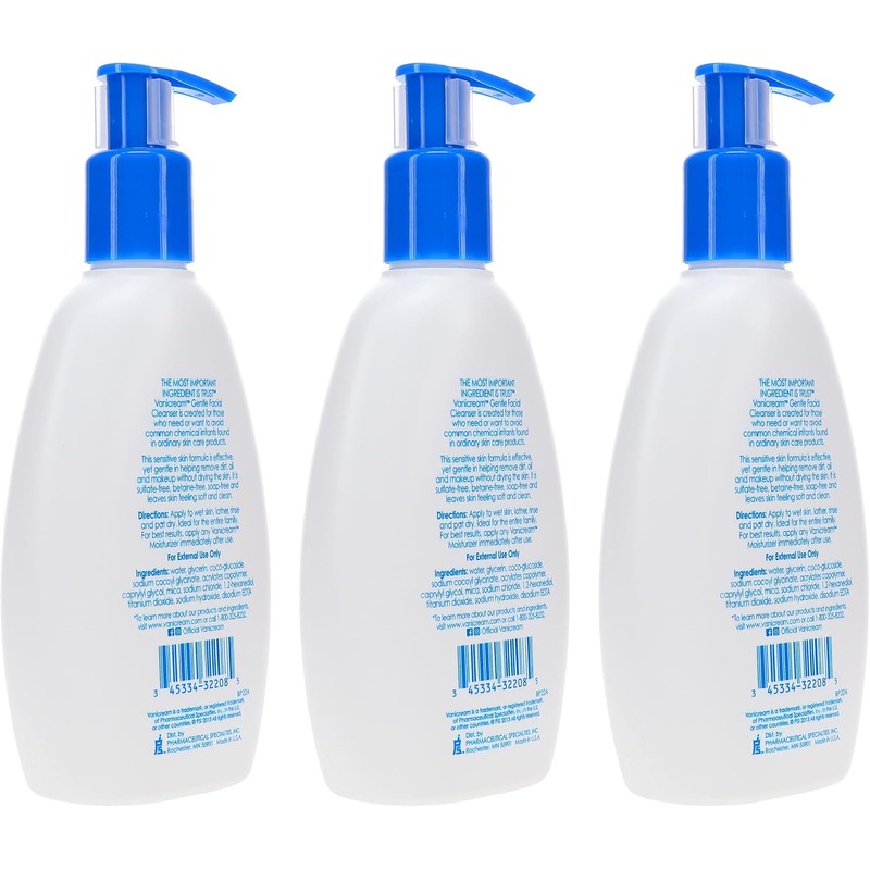 Vanicream Gentle Facial Cleanser for Sensitive Skin with Pump Dispenser,
