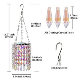 Crystal Suncatcher Crystal Icicle Pendant Sun Catcher Ornament AB Coating Glass Hanging Crystals for Windows Office Garden