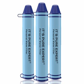 Personal Water Filter Straw Outdoor Portable Filtration, IT'S PURE EXPERT Straw Water Filter for Camping, Travel, Hiking, Survival, Emergency preparedness, Lightweight